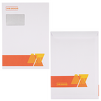 Briefumschlag DIN C4 (Lasche an der schmalen Seite), haftklebend mit Fenster, beidseitig 4/4 farbig bedruckt