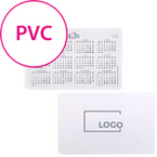 Minikalender aus PVC 4/4 farbig bedruckt auf silbernem Hintergrund