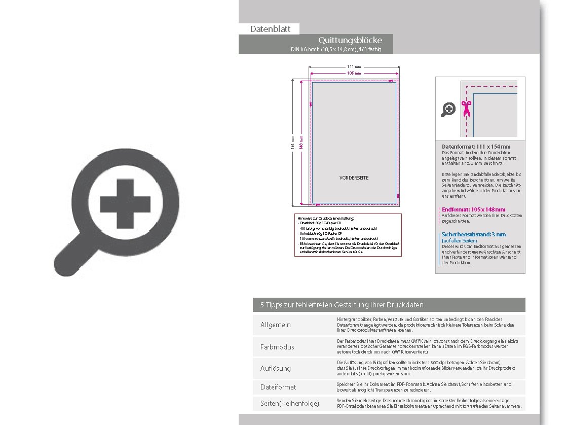 Product Bild quittungsblock_din_a6_hoch__6-fach__4_1-farbig__50_s__tze_je_block