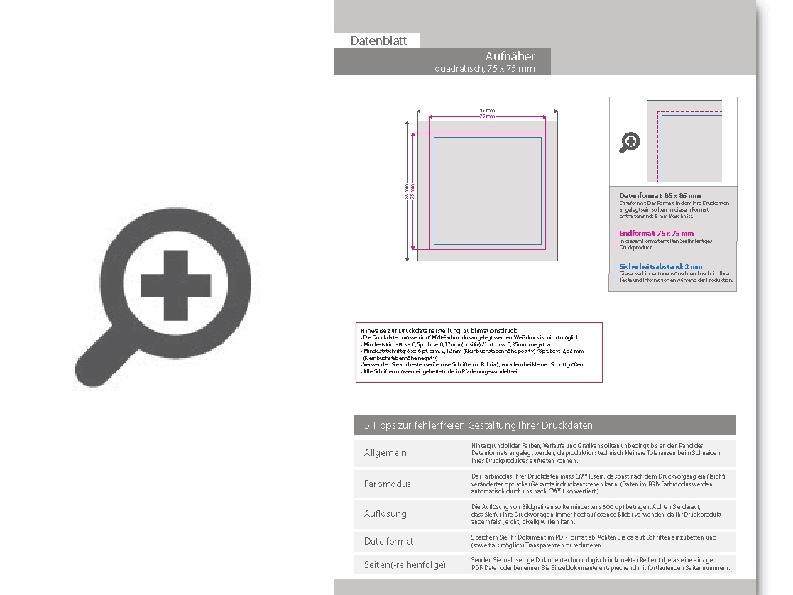 Product Bild hochwertiger_aufn__her_quadratisch_7_5_x_7_5_cm__mit_druck