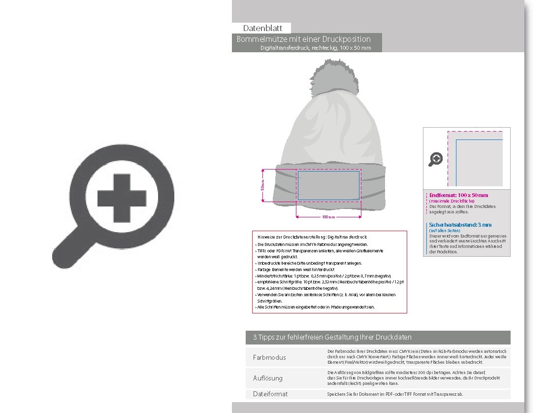 Product Bild bommelm__tze_mit_einer_druckposition__rechteckig