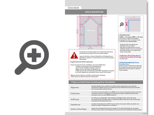 Product Bild displaykarton_in_pfeil-form_konturgefr__st___einseitig_4_0-farbig_bedruckt
