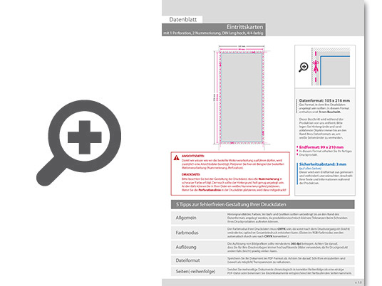 Product Bild eintrittskarte_din_lang_perforiert_&_2_x_nummeriert_4_4_farbig_+_sonderfarbe_gold