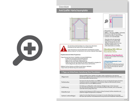 Product Bild hartschaumplatte_mit_anti-graffiti-lack_gl__nzend_in_pfeil-form_konturgefr__st___einseitig_4_0-farbig_bedruckt