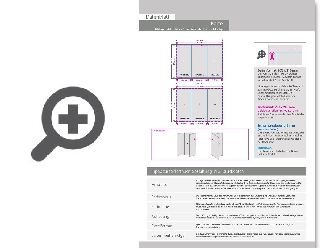 Product Bild einladungskarte_din_lang_6-seiter_wickelfalz_4_4_farbig_mit_beidseitig_partieller_uv-lackierung