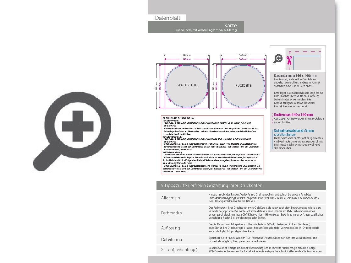 Product Bild postkarte__stanzform_rund_durchmesser_14_cm_(fu__ball__volleyball_____)__mit_allen_veredelungskombinationen