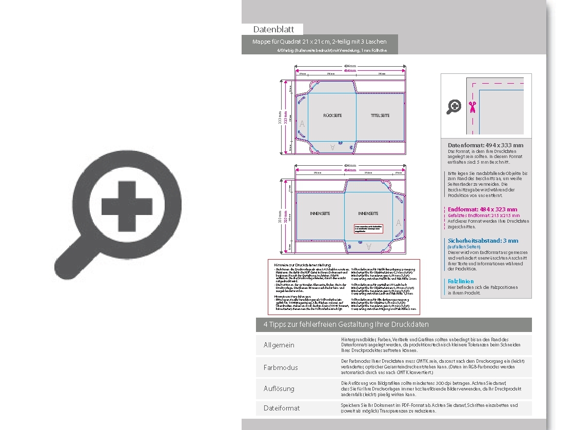 Product Bild mappe_f__r_quadrat_21_x_21_cm__2-teilig_mit_3_laschen__4_0_farbig_(au__enseite_bedruckt)__mit_blindpr__gung
