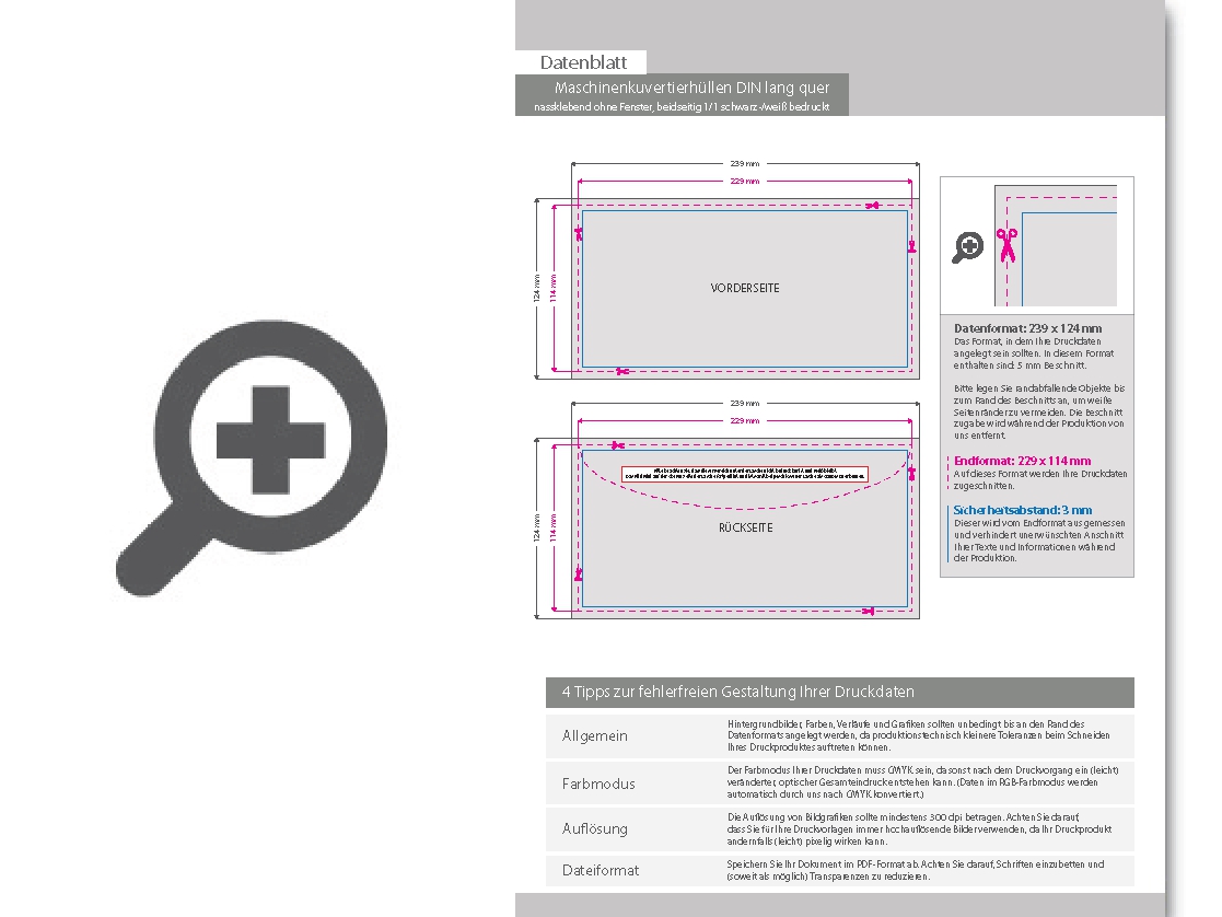 Product Bild maschinenkuvertierh__llen_din_lang_quer__nassklebend_ohne_fenster__beidseitig_1_1_schwarz-_wei___bedruckt